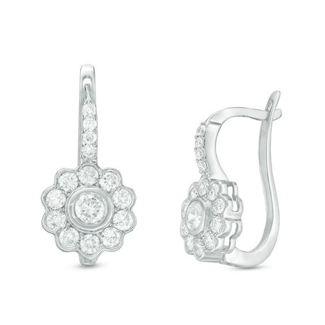 1 CT. T.w. Diamond Flower Drop Earrings in 14K White Gold