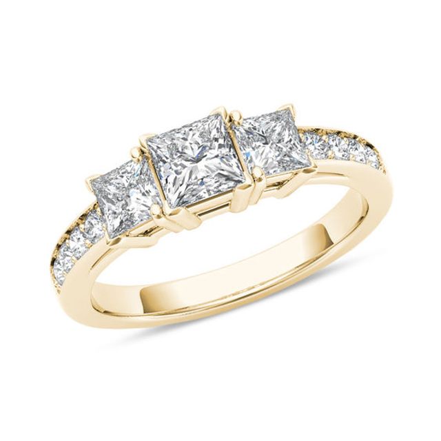 2 CT. T.w. Princess-Cut Diamond Three Stone Engagement Ring in 14K Gold