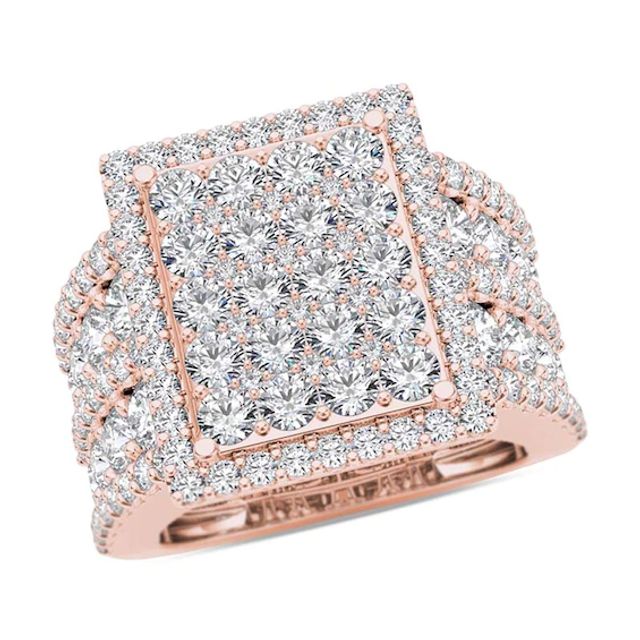 4 CT. T.w. Composite Diamond Rectangle Frame Engagement Ring in 14K Rose Gold