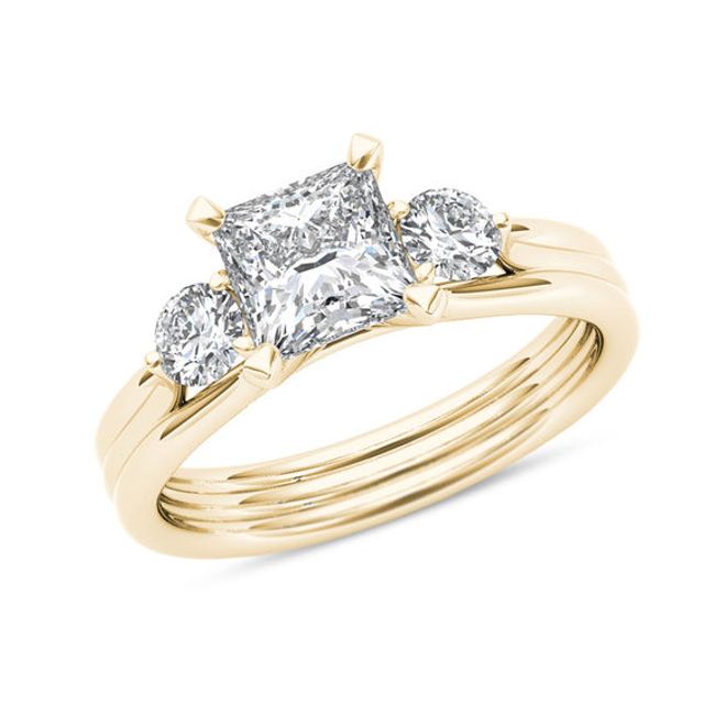 1-1/2 CT. T.w. Princess-Cut Diamond Three Stone Engagement Ring in 14K Gold