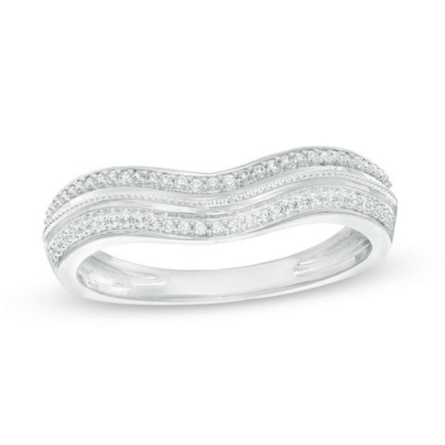 1/8 CT. T.w. Diamond Vintage-Style Contour Wedding Band in 10K White Gold