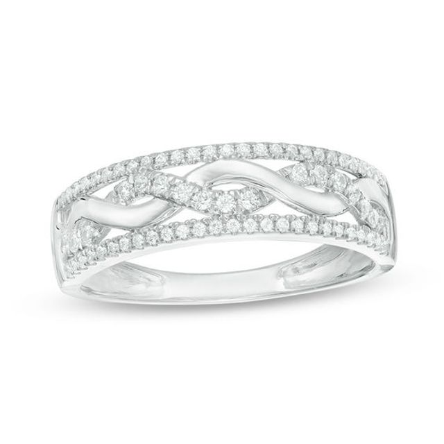 1/4 CT. T.w. Diamond Twist Wedding Band in 10K White Gold