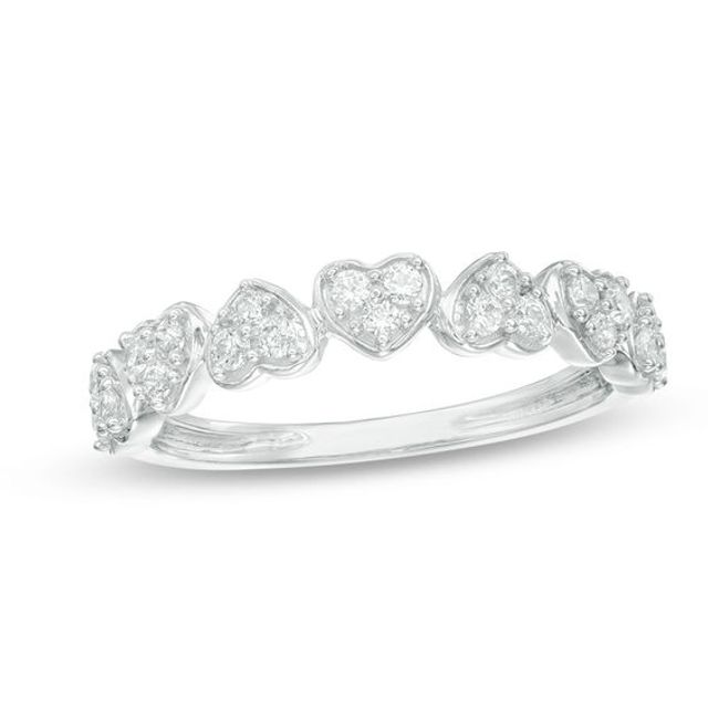 1/3 CT. T.w. Diamond Heart Wedding Band in 10K White Gold