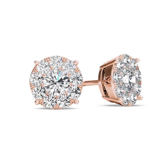 1-1/5 CT. T.w. Diamond Frame Stud Earrings in 10K Rose Gold