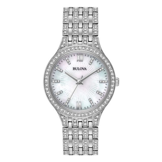 Ladies' Bulova Crystal Accent Watch with Mother-of-Pearl Dial (Model: 96L242)
