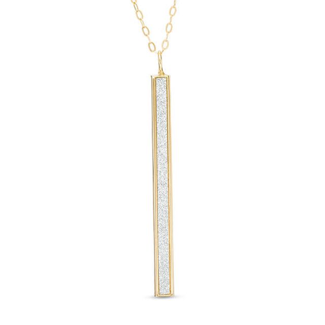 Glitter Vertical Bar Drop Pendant in 10K Gold