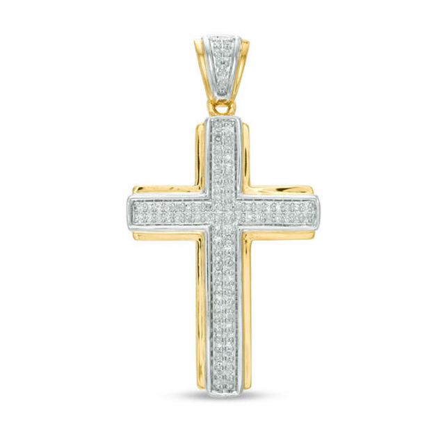 1/3 CT. T.w. Diamond Cross Charm in 14K Two-Tone Gold