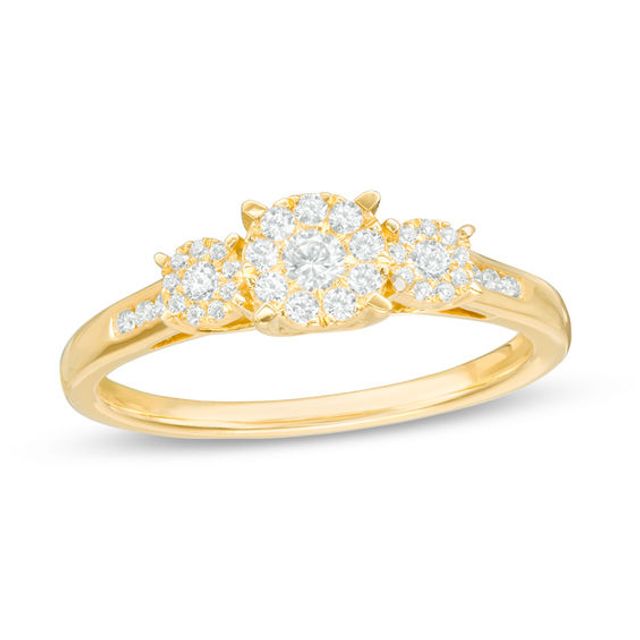 1/3 CT. T.w. Multi-Diamond Three Stone Engagement Ring in 10K Gold