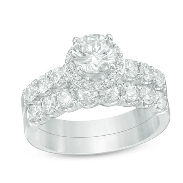 2 CT. T.w. Diamond Frame Bridal Set in 14K White Gold