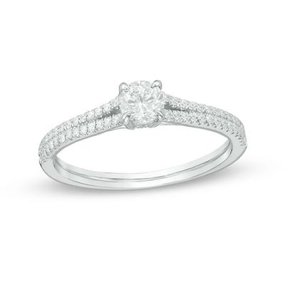1/2 CT. T.w. Diamond Split Shank Engagement Ring in 14K White Gold