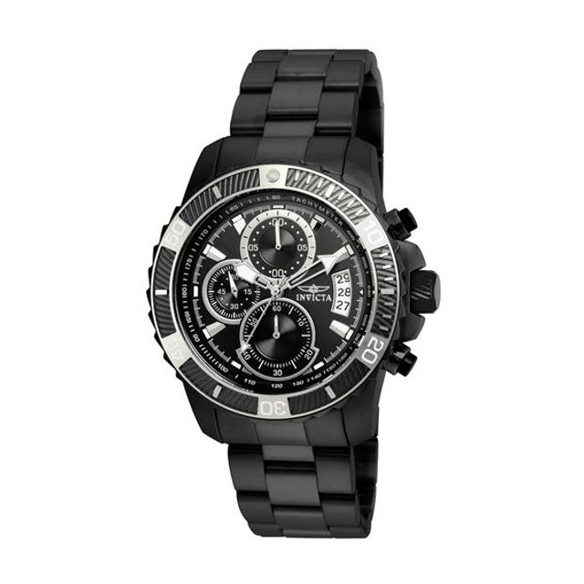 Men's Invicta Pro Diver Black IP Chronograph Watch with Black Dial (Model: 22417)