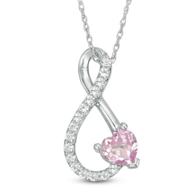 Heart-Shaped Lab-Created Pink and White Sapphire Infinity Pendant in Sterling Silver