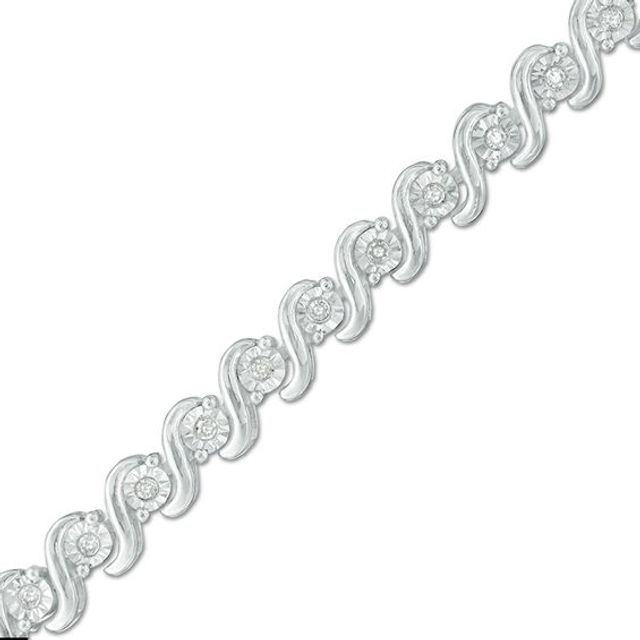 1/5 CT. T.w. Diamond "S" Curve Bracelet in Sterling Silver - 7.5"