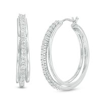 1/10 CT. T.w. Diamond Multi-Row Hoop Earrings in Sterling Silver