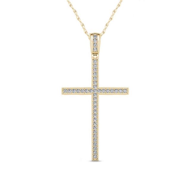 1/8 CT. T.w. Diamond Vintage-Style Cross Pendant in 10K Gold