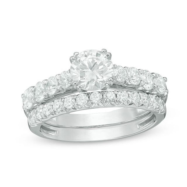 Celebration Ideal 2 CT. T.w. Certified Diamond Bridal Set in 14K White Gold (I/I1)