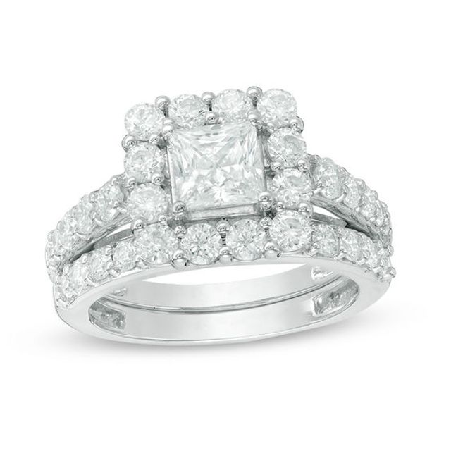 Celebration Ideal 2-3/4 CT. T.w. Princess-Cut Certified Diamond Bridal Set in 14K White Gold (I/I1)