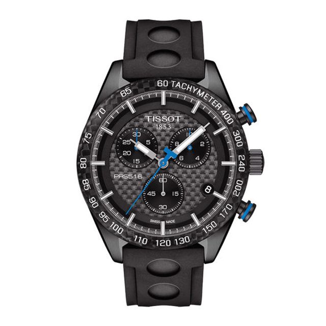 Men's Tissot PRS 516 Black PVD Chronograph Strap Watch (Model: T100.417.37.201.00)