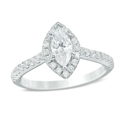 Vera Wang Love Collection 1 CT. T.w. Marquise Diamond Frame Engagement Ring in 14K White Gold