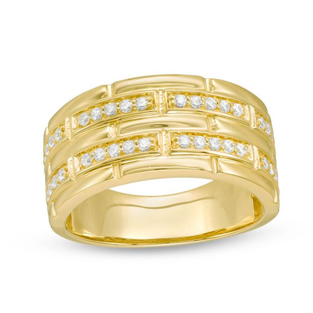 Men's 1/2 CT. T.w. Diamond Brick-Pattern Ring in 10K Gold
