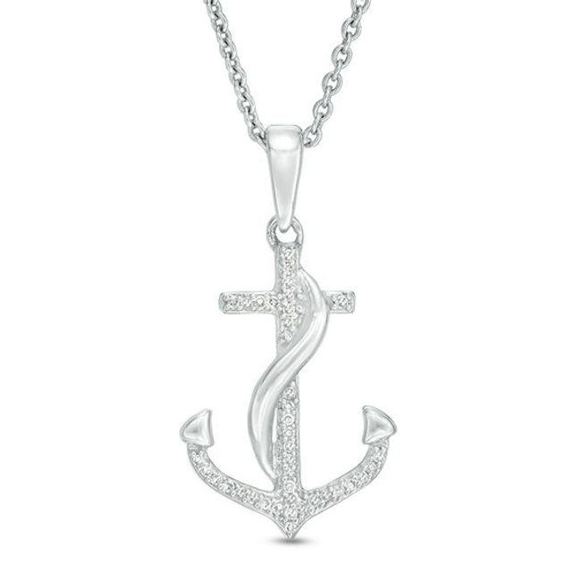 1/20 CT. T.w. Diamond Anchor Pendant in Sterling Silver