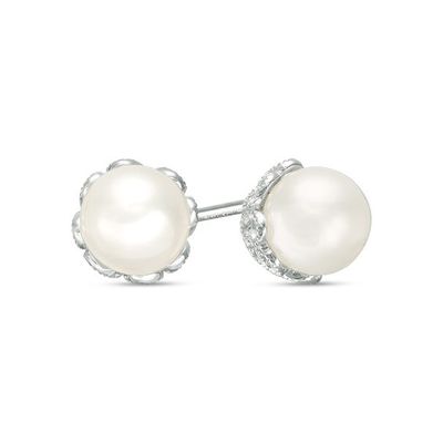 Vera Wang Love Collection 6.5-7.0mm Freshwater Cultured Pearl Stud Earrings in Sterling Silver