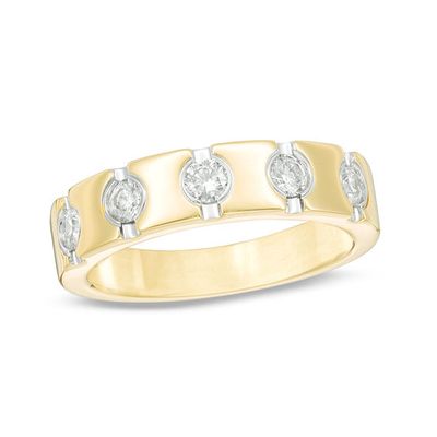1/2 CT. T.w. Diamond Five Stone Station Anniversary Band in 14K Gold