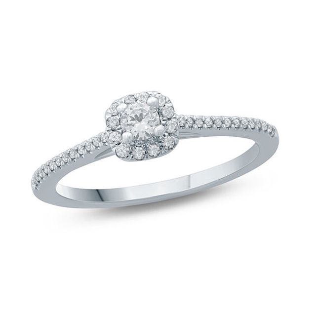1/4 CT. T.w. Diamond Cushion Frame Promise Ring in 10K White Gold