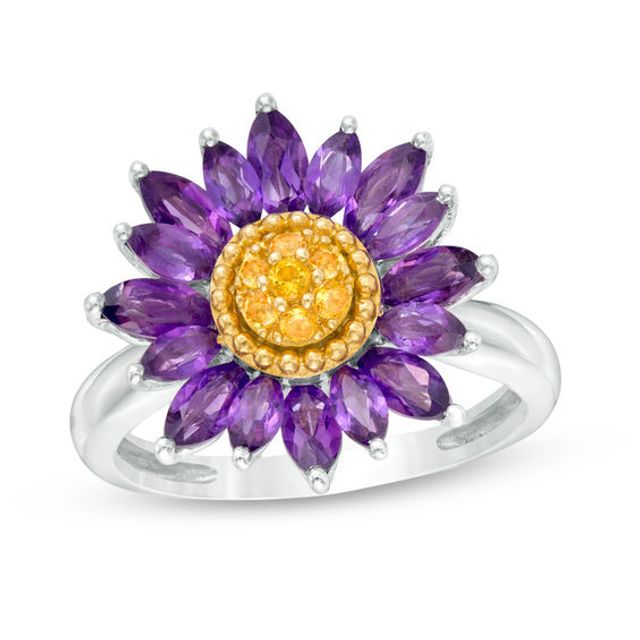 Oval Citrine Flower Halo Engagement Ring | LUO