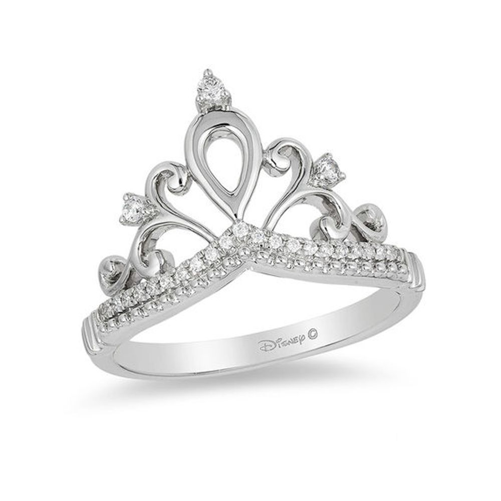 Enchanted Disney Princess 1/10 CT. T.w. Diamond Tiara Ring in Sterling Silver