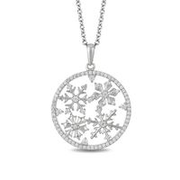 Enchanted Disney Elsa 1/4 CT. T.w. Diamond Snowflake Circle Pendant in Sterling Silver - 19"