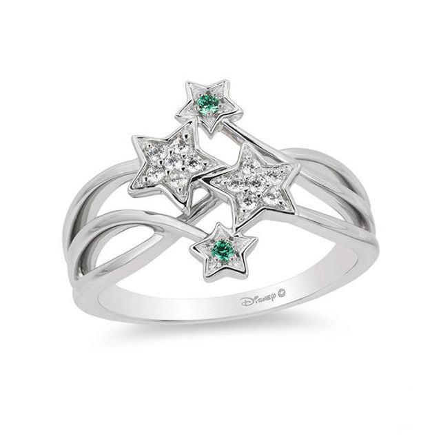 Enchanted Disney Tinker Bell Tourmaline and 1/10 CT. T.w. Diamond Star Ring in Sterling Silver