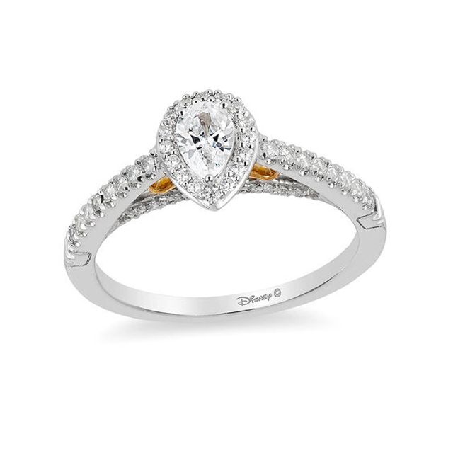 Enchanted Disney Merida 1/2 CT. T.w. Pear-Shaped Diamond Frame Engagement Ring in 14K Two-Tone Gold