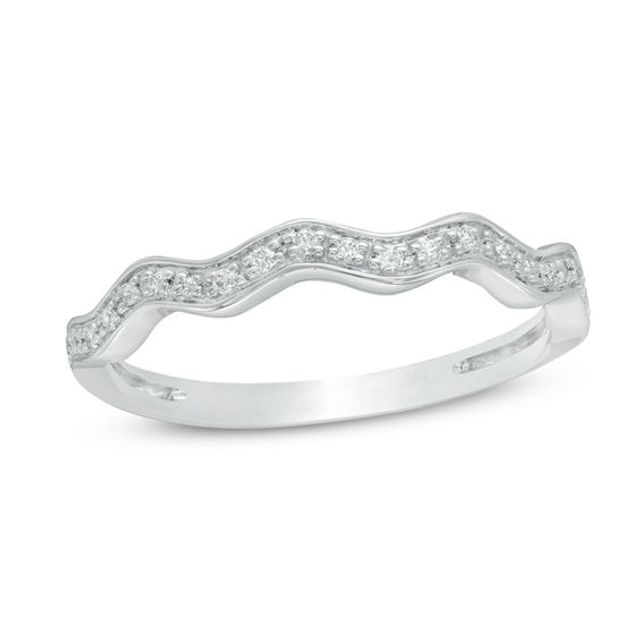 1/10 CT. T.w. Diamond Wavy Stackable Band in 10K White Gold