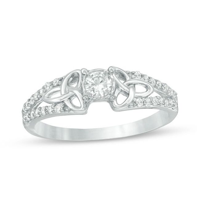 1/3 CT. T.w. Diamond Celtic Knots Split Shank Engagement Ring in 10K White Gold