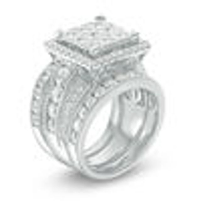 8 CT. T.W. Composite Princess-Cut Diamond Frame Multi-Row Engagement Ring  in 14K White Gold