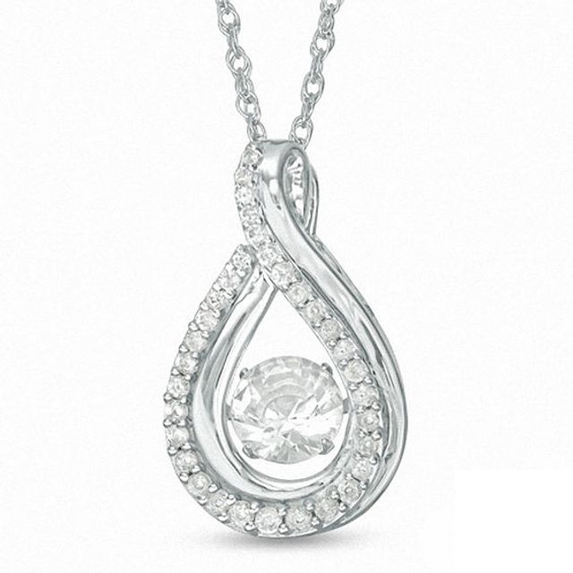 6.0mm Lab-Created White Sapphire Teardrop Pendant in Sterling Silver