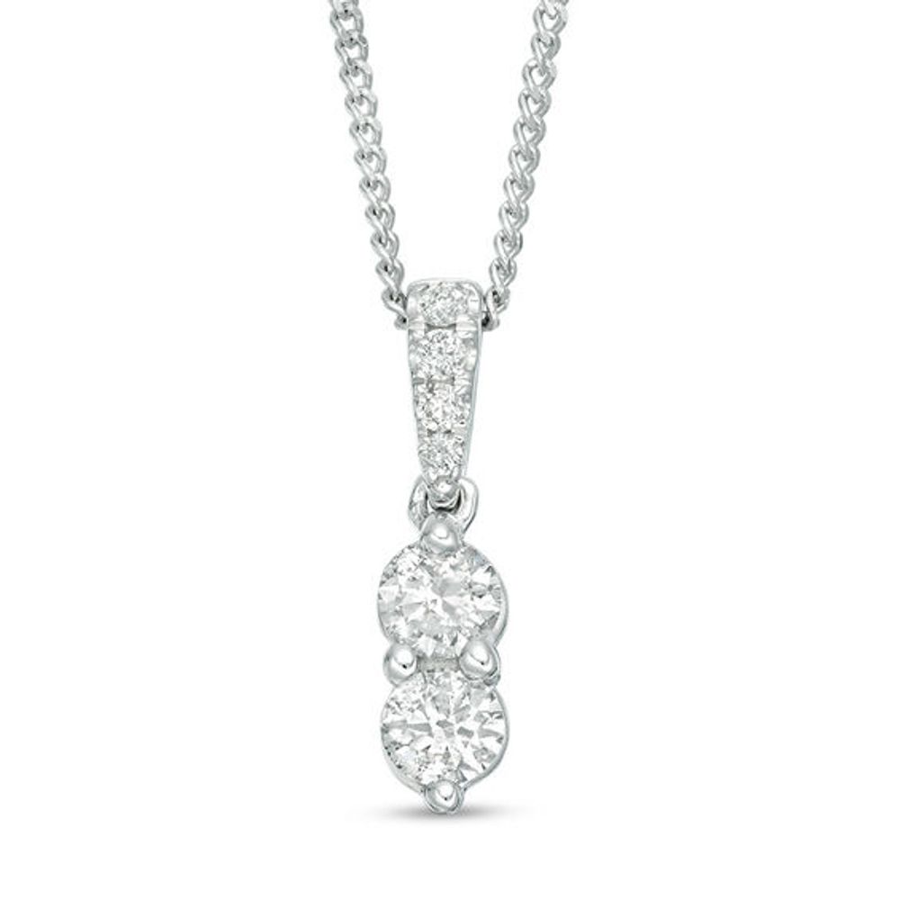 Ever Us® 1/4 CT. T.w. Two-Stone Diamond Pendant in 14K White Gold - 19"