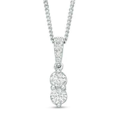 Ever UsÂ® 1/4 CT. T.w. Two-Stone Diamond Pendant in 14K White Gold - 19"