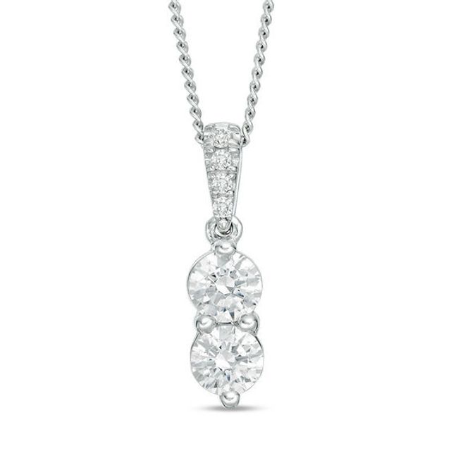 Ever UsÂ® 1/2 CT. T.w. Two-Stone Diamond Pendant in 14K White Gold - 19"