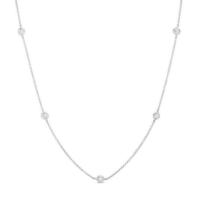 1/3 CT. T.w. Diamond Station Necklace in 14K White Gold