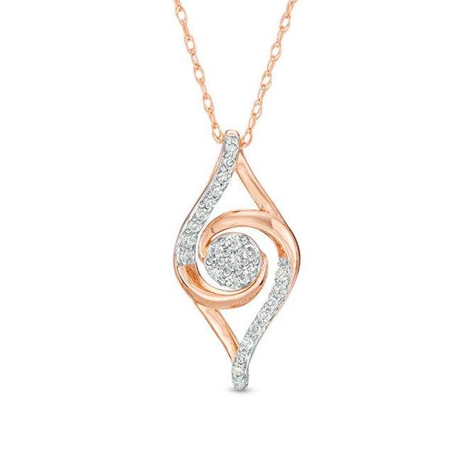 1/6 CT. T.w. Composite Diamond Swirl Marquise Pendant in 10K Rose Gold