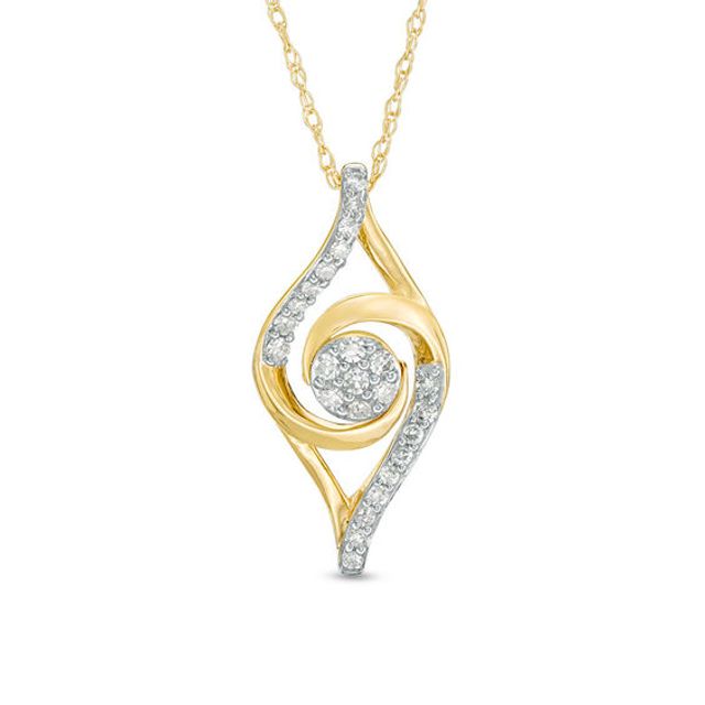 1/6 CT. T.w. Composite Diamond Swirl Marquise Pendant in 10K Gold