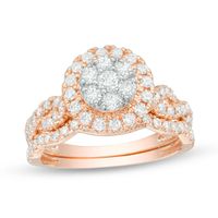 1 CT. T.w. Composite Diamond Frame Twist Bridal Set in 14K Rose Gold