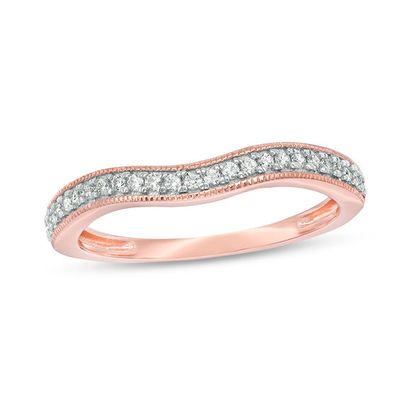 1/6 CT. T.w. Diamond Vintage-Style Contour Wedding Band in 10K Rose Gold