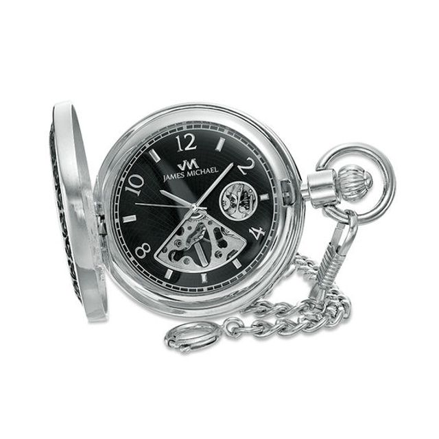 Men's James Michael Two-Tone Pocket Watch with Black Dial (Model: Pma181016C)