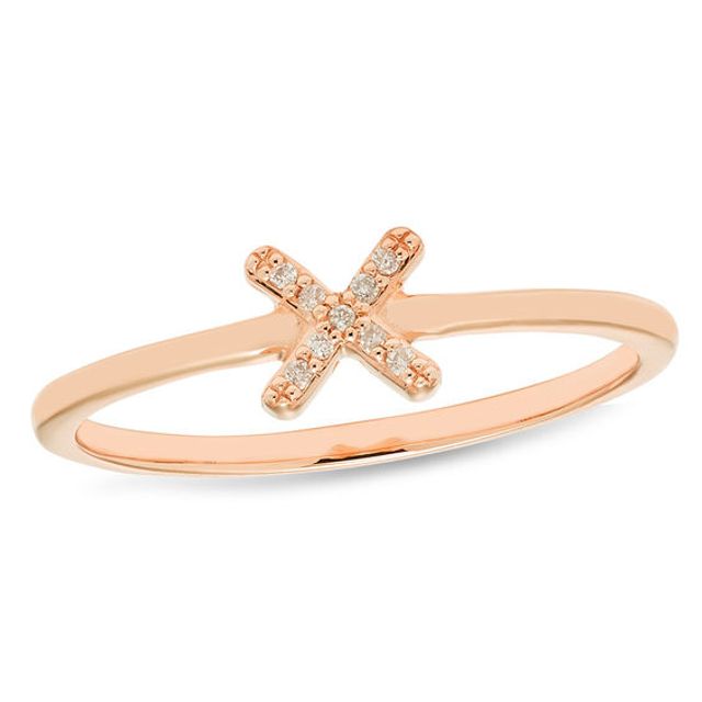 Diamond Accent "X" Ring in 10K Rose Gold