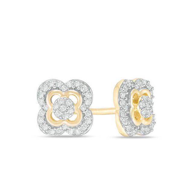 1/8 CT. T.w. Composite Diamond Clover Frame Stud Earrings in 10K Gold