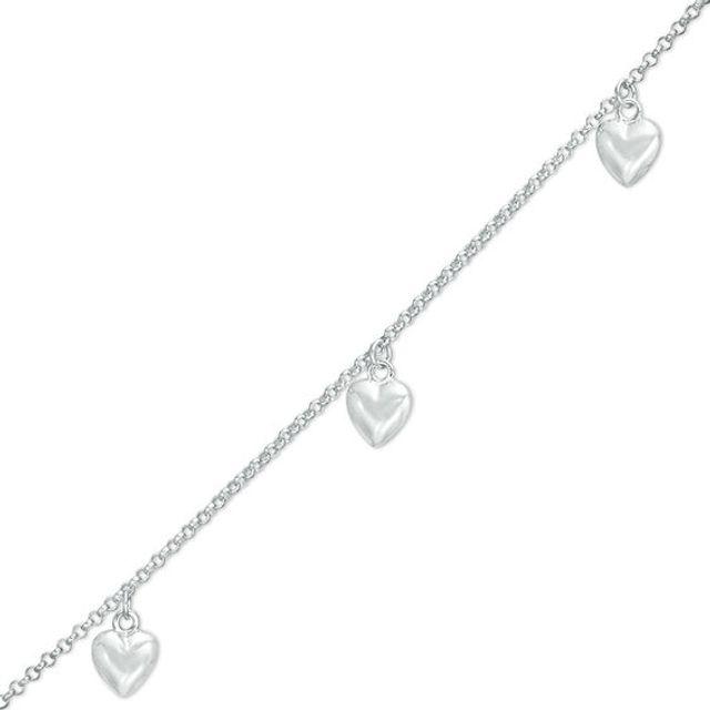 Heart Charm Bracelet in Sterling Silver - 7.25"