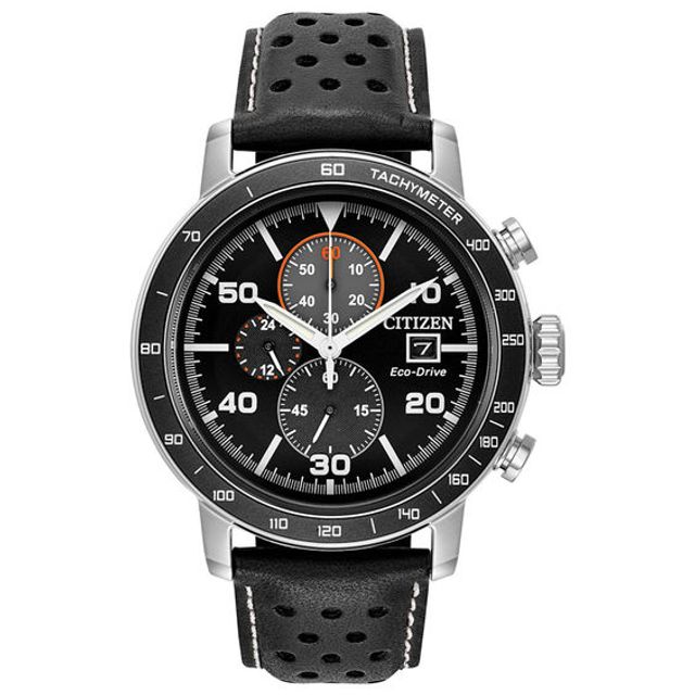 Men's Citizen Eco-DriveÂ® Brycen Chronograph Strap Watch with Black Dial (Model: Ca0649-14E)